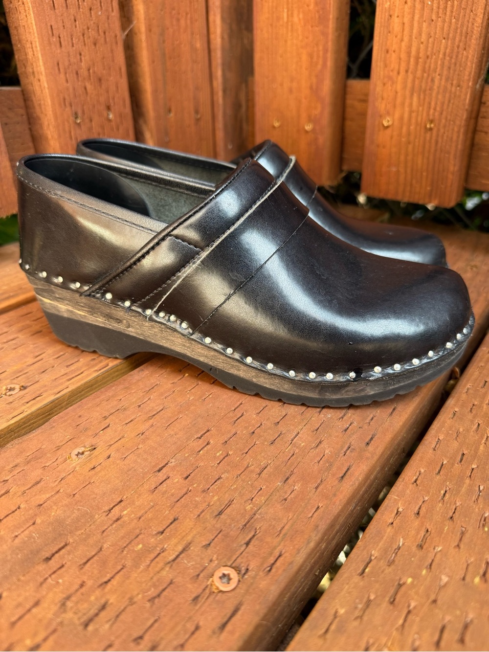 Troentorp Handmade Swedish Professional Closed Back Shoe Clog Black Leather 38